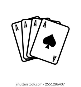 four ace playing cards flat vector