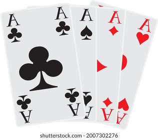 cuatro ases del juego de cartas