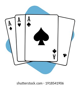 Four Aces club card symbol icon vector illustration.