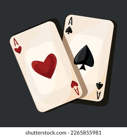 Four aces color icon. Playing cards. Poker. Kare. Isolated raster illustration