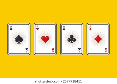 Four aces from a deck of cards. Trumps in a card game.