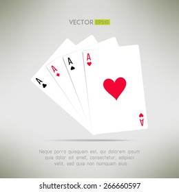 Four aces hand in realistic and clean design. Card games template. Vector illustration