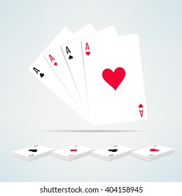 Four aces hand in realistic and clean design. Card games template