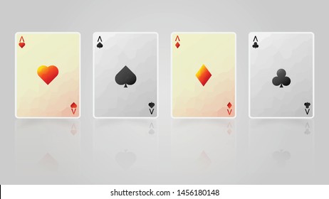 four aces illustration with light and shadow. playing card design concept. modern abstract style.