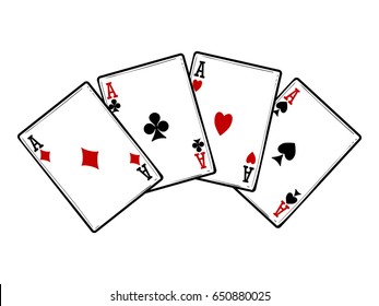 Four aces isolated on white background. Vector playing cards objects