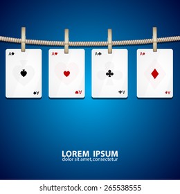 Four aces on rope. Casino background. EPS10 vector
