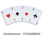 Four aces on white background  