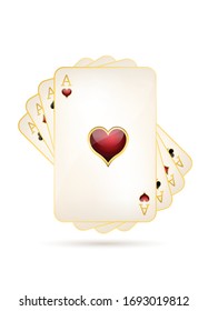 Four aces on white background. Casino background.