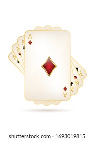 Four aces on white background. Casino background.