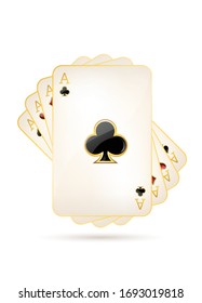 Four aces on white background. Casino background.