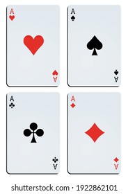 Four aces on a white background 