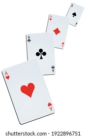 Four aces on a white background 