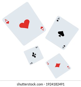 Four aces on a white background  