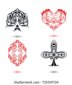 four aces on white background