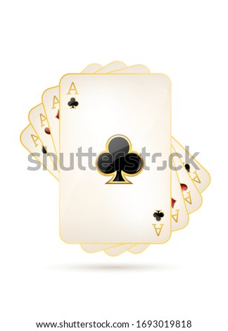 Four aces on white background. Casino background.