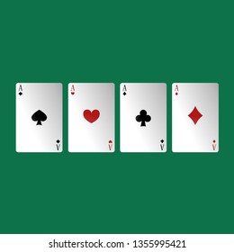 Four aces of playing card suits. winning poker hand