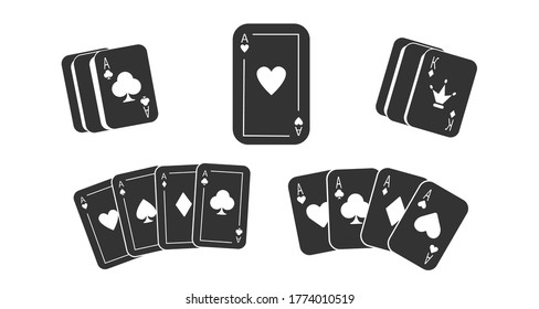 Four Aces Playing Cards, card icon set