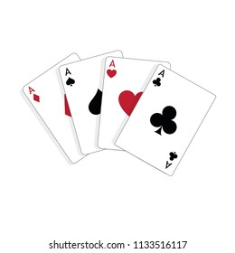 Four aces playing cards, poker winner hand