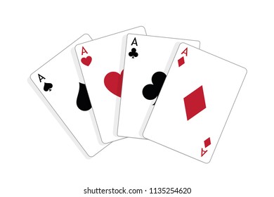 Four aces playing cards, poker winner hand