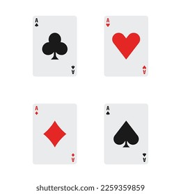 Four aces playing cards for poker hand game. Vector Illustration.