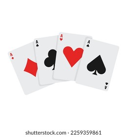 Four aces playing cards for poker hand game. Vector Illustration.