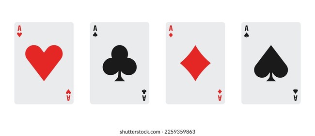 Four aces playing cards for poker hand game. Vector Illustration.