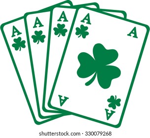 Four aces playing cards for saint patrick's day