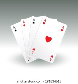 Four aces playing cards. Vector illustration