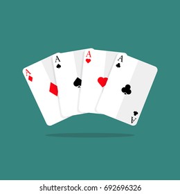 Four aces playing cards. vector illustration