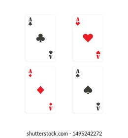 four aces poker cards in flat style, vector