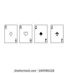 four aces poker cards icon cartoon black and white vector illustration graphic design