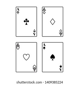 four aces poker cards icon cartoon black and white vector illustration graphic design