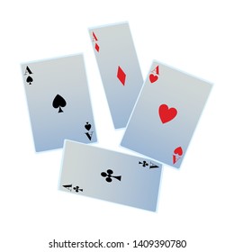 four aces poker cards icon cartoon vector illustration graphic design