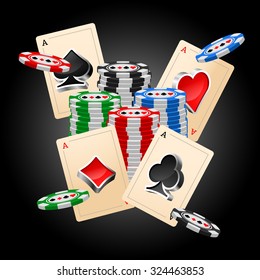 Four Aces Poker Chips Vector Illustration Stock Vector (Royalty Free ...