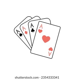 Four aces. Poker playing cards. Vector illustration.