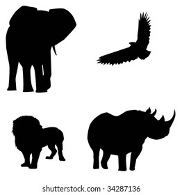four african animals vector
