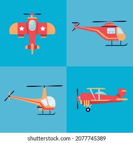 four air transport set icons