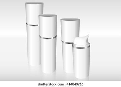 Four Airless Bottles with a silver ring full vector