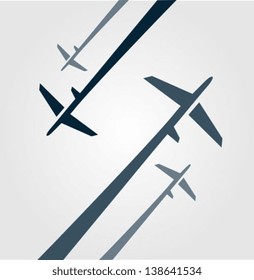 Four airplanes background