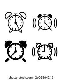 Four Alarm Clock Icons in Different Styles	
