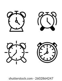 Four Alarm Clock Icons in Different Styles	
