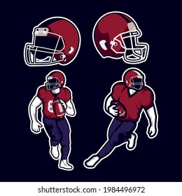 four american football set icons
