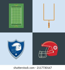 four american football set icons