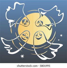 Four amusing phantoms turn around of the moon.