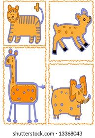 four animal for amusing children