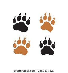 Four animal paw prints in black and brown.