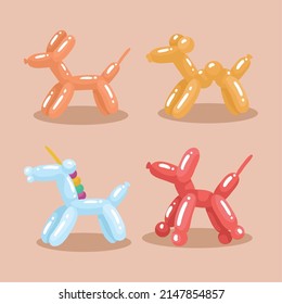 four animals balloons set icons