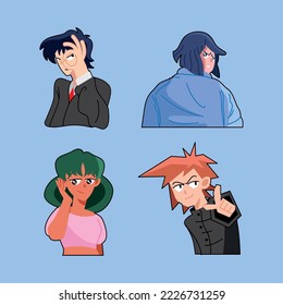 four anime style comic characters