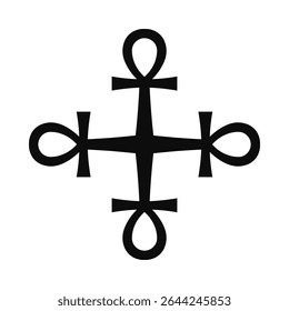 Four ankh Egyptian cross symbols icon. A hieroglyph originating from Ancient Egypt that represents life, immortality and reincarnation.