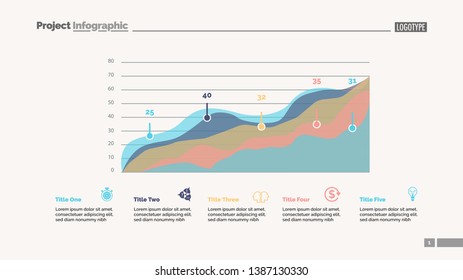Four area charts slide template. Business data. Progress, diagram, design. Creative concept for infographic, report. Can be used for topics like statistics, marketing, finance.